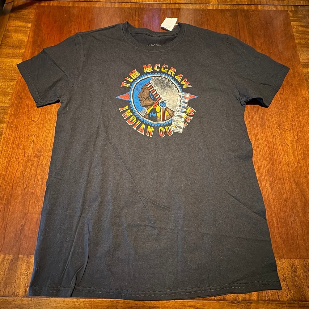 Tim McGraw Indian Outlaw T-Shirt Large L Black 2018 Licensed Country Music Tee